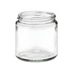 Klar glasbøtte 120 ml uden låg – set forfra, SV58/R3 gevind