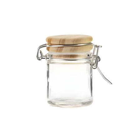 45 ml. klar glas krukke med træ låg