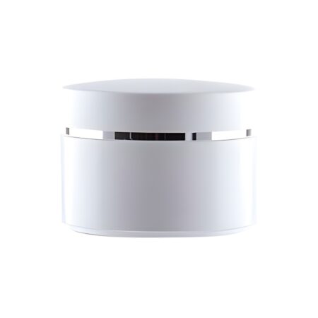 50 ml. hvid creme bøtte med sølv ring