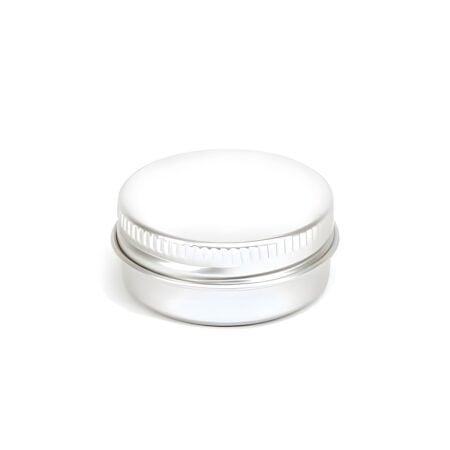 Aluminiumbøtte 5 ml i sølvfarvet aluminium med skruelåg set fra siden