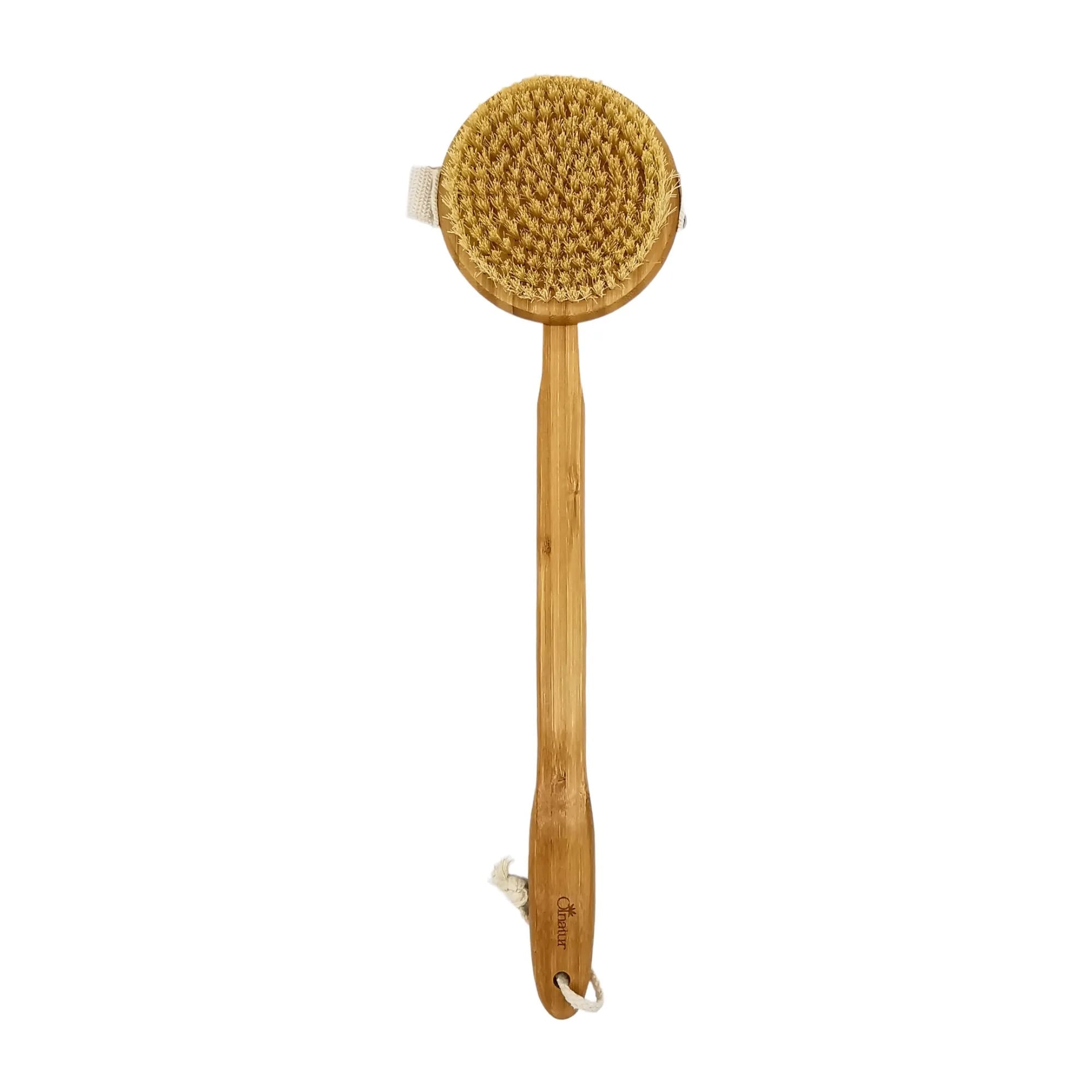 Badebørste med langt håndtag, bambus og kaktusfibre, 45 cm, rundt hoved 11 cm - Hedenhus - Eksfolierende, bæredygtig