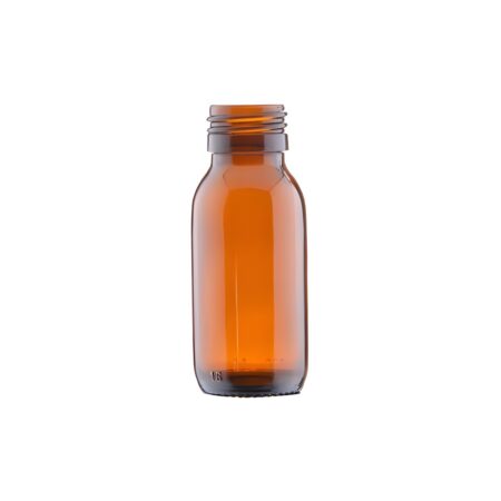Brun glasflaske 60 ml med 28/410 gevind – set forfra uden låg