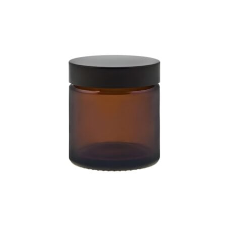 60 ml. brun glas bøtte m. sort låg