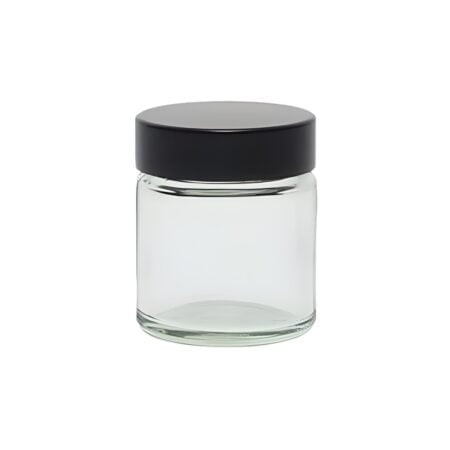30 ml. klar glas krukke m. sort låg