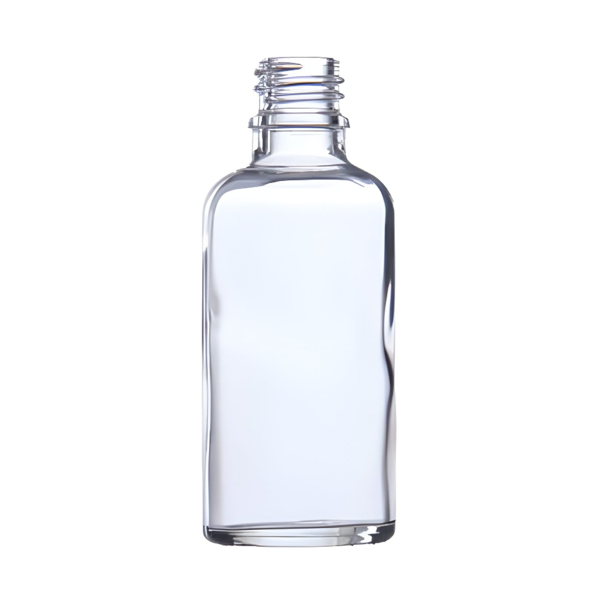 Glasflaske 100 ml Klar - DIN18,11,2 cm høj, 4,5 cm diameter - Hedenhus - Velegnet til olier, uden låg