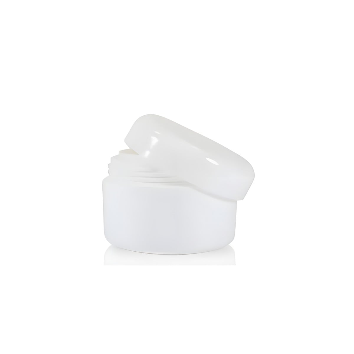 Plast bøtte til creme 15 ml med låg - Hvid, hård PP plast, indvendigt dæklåg, diameter 43 mm, højde 33 mm - Hedenhus