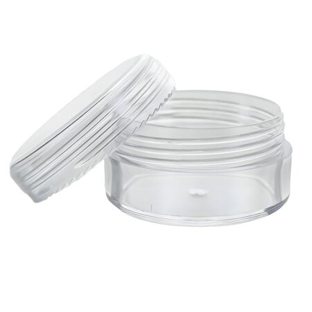 Rund gennemsigtig plastbøtte 10 ml. med klart låg i PS-plast – set forfra