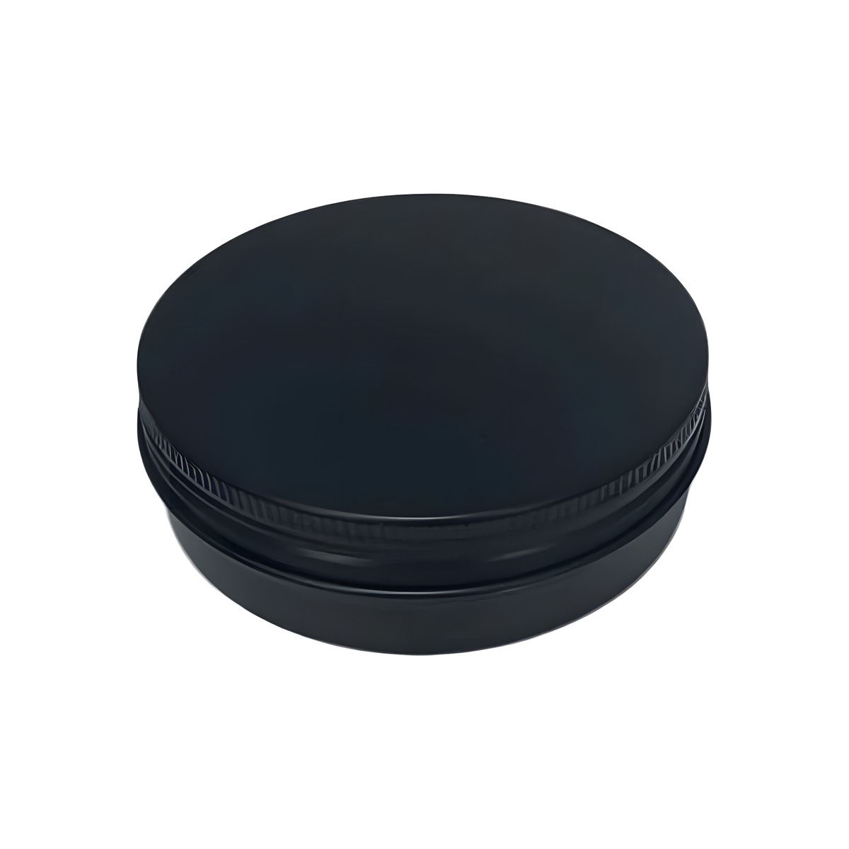 Aluminiumsbøtte 50 ml sort, diameter 59 mm, højde 27 mm, lakbelagt - Hedenhus - Skumpude i låg, velegnet til cremer