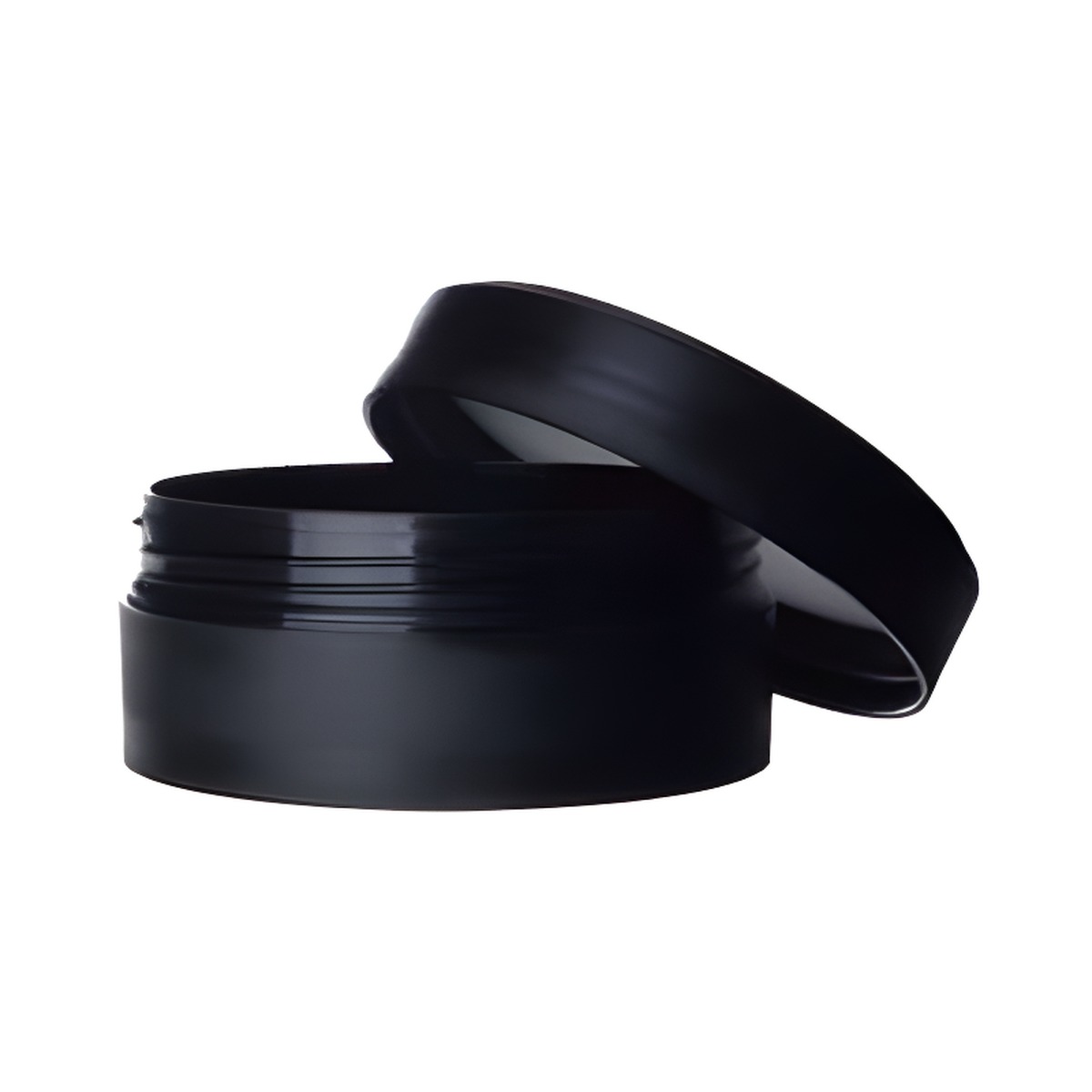 Sort plastbøtte 50 ml set fra siden – hård PP-plast med sort skruelåg