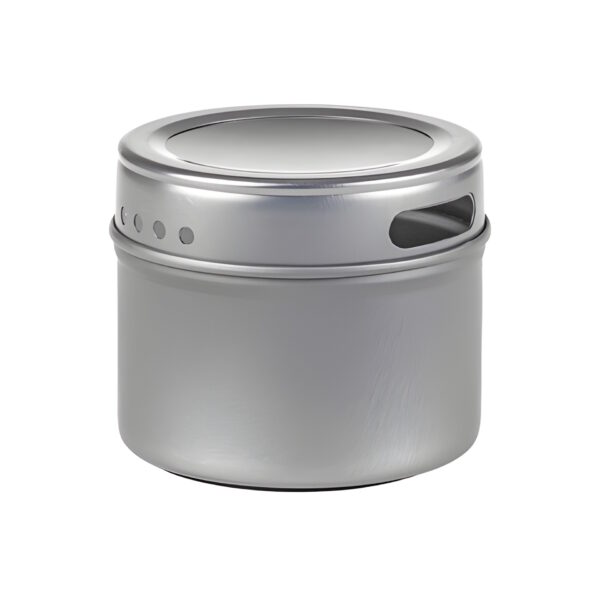 Magnetisk metaldåse med gennemsigtigt låg  110 ml.