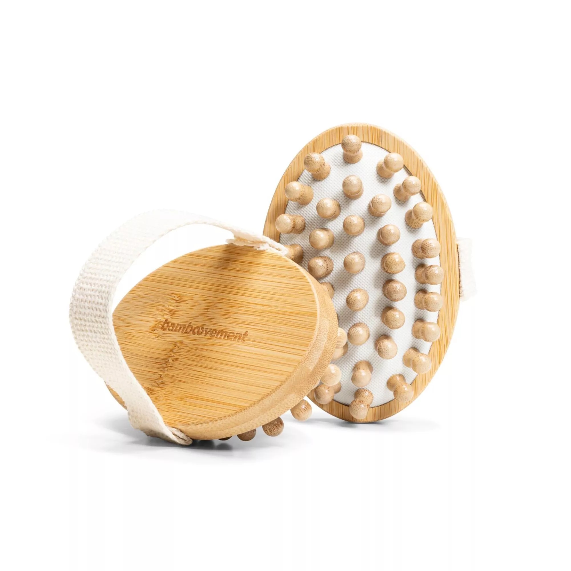 Massagebørste i bambus set fra toppen